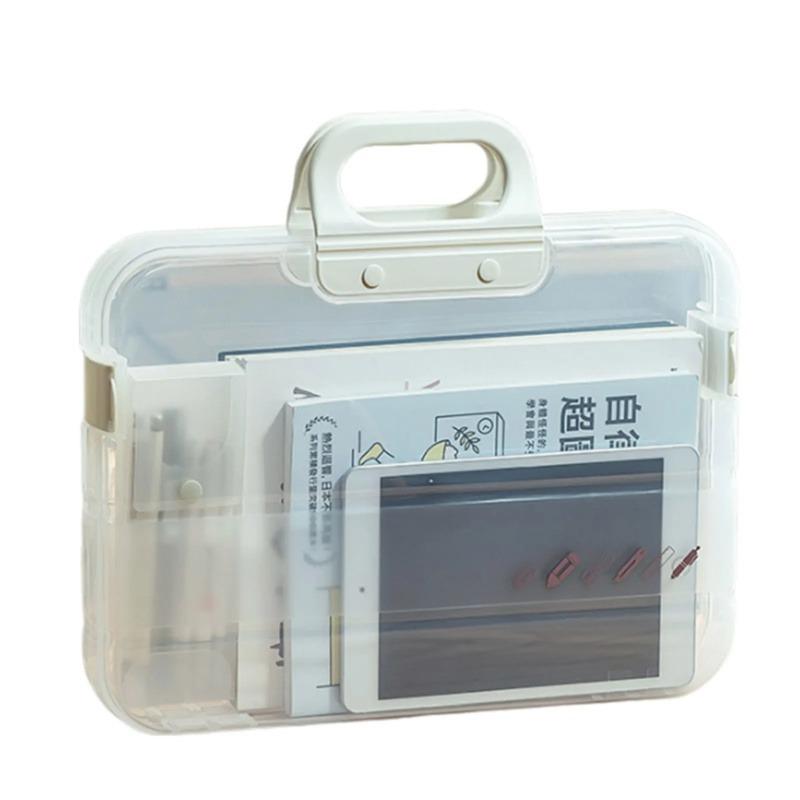 A4 Plastic File Folder With Lock Handle Portable Box File Waterproof Filing Supplies Pencil Case Multi-Purpose Document Bag