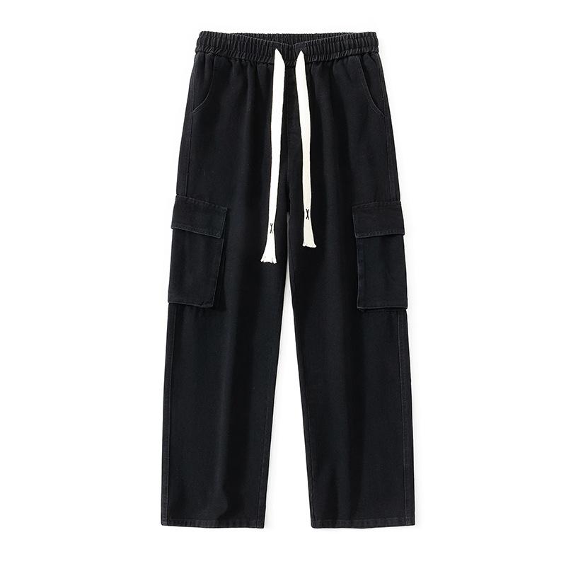 Three-dimensional Pocket Tooling Jeans Men's American Loose Straight Retro Versatile Wide-leg Trousers