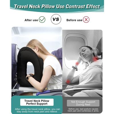 Aufblasbarer Reiseschlafsack, tragbares Kissen, Nackenkissen für Männer und Frauen, Outdoor, Flugzeug, Flug, Zug, einfaches Schlafen