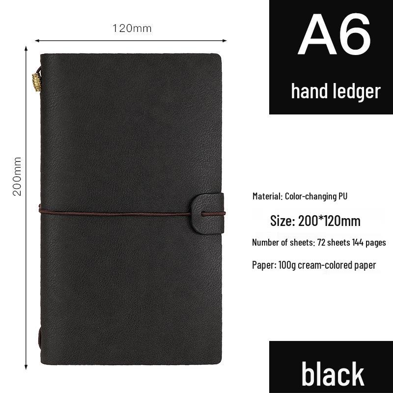 

Ретро A6 Дорожный дневник - Дневник с настраиваемым логотипом чёрный