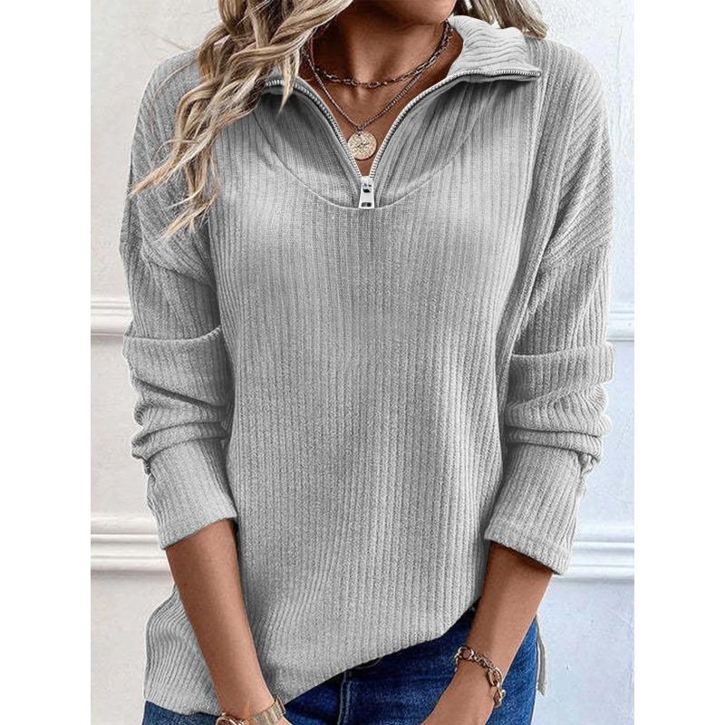 Women's Pullover Sweater Knitted 2026 Spring Autumn Winter New Zipper Long Sleeved Top Black Sweater Blusa De Frio Feminina