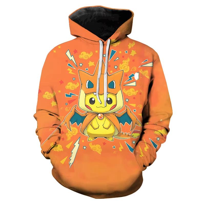 

2025 Новые 3D-толстовки с принтом покемонов для женщин, весна-осень, свитшоты с длинным рукавом, пуловеры, модные топы с Пикачу, одежда 140