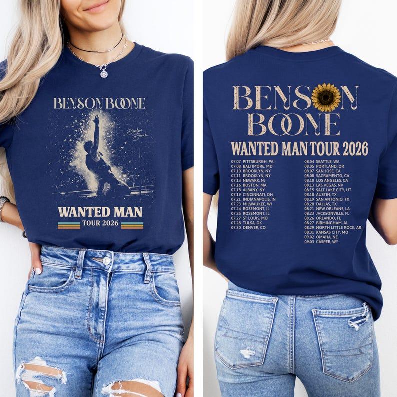 2026 Summer Hot Sale Benson Bone Wanted Man Tour T-shirt Men Women Y2K Gothic Cotton Oversized T-shirts Breathable and Comfortable Clothes