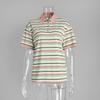 Western Style Fashion Casual Loose Stripe Short T-shirt Polo Shirt Fashion Striped Polo Shirt