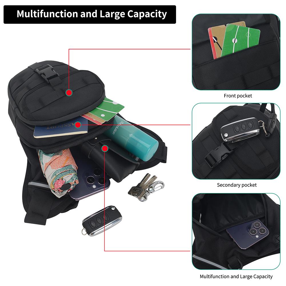 Wasserdichte Motorrad-Hüfttasche Motorrad-Fahr-Beintasche Herren Outdoor Oberschenkeltasche Atmungsaktive Moto-Tasche Große Kapazität Brusttasche