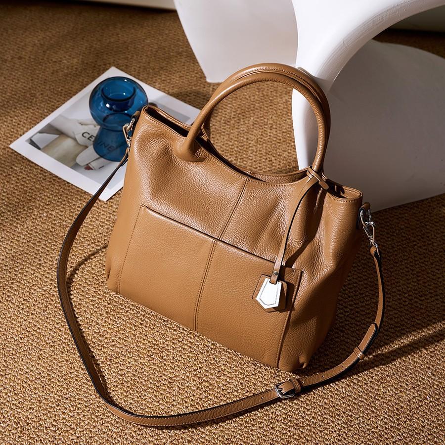 Top Layer Cowhide Large Bag Single Shoulder Handbag for Women 2025 New Vintage Large Capacity Tote Bag Genuine Leather Crossbody Bag for Women