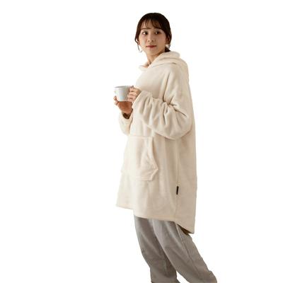 Futon no Futonda Tragbare Loungewear für stilvollen Hoodie mit warmer und solider süßer Decke, Herbst/Winter, Taschen, flauschig, Farbe, Pyjama, Loungewear,