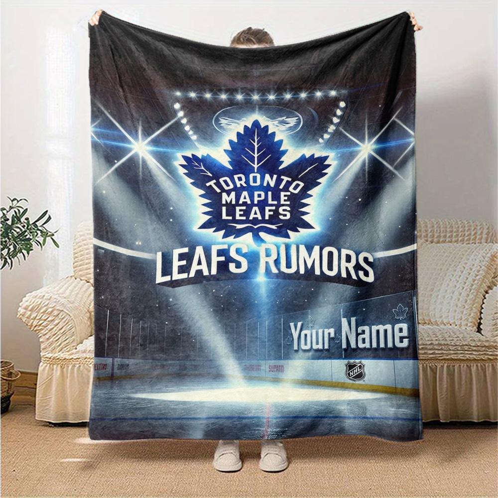 Name Custom Toronto Maple Leafs Logo Print Flannel Blanket High Quality Warm Comfortable Cover for All Seasons Perfect for Gifts Home Decor