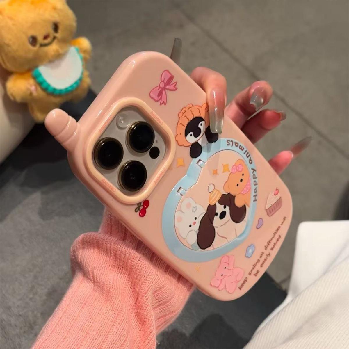 

Cute Big Brother Big Love Stand Mirror Mobile Phone Case Mobile Phone Case for Apple 13promax Mobile Phone New Case for Apple For iPhone 16PROMAX