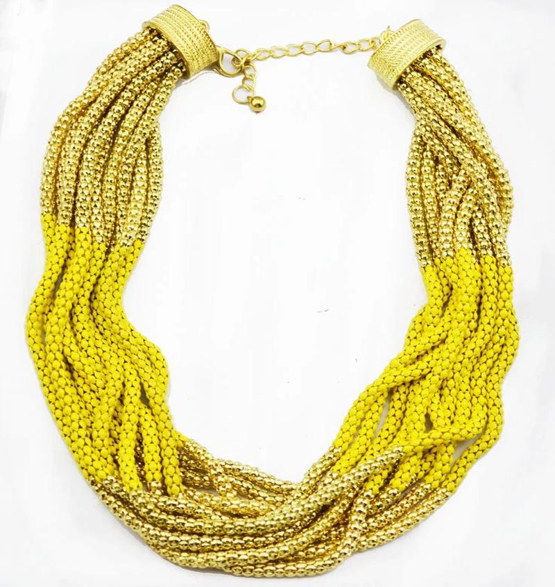 

Женское богемное многослойное короткое ожерелье ручной работы с красочными рисовыми бусинами и ожерелье в этническом ретро стиле с ветром жёлтый