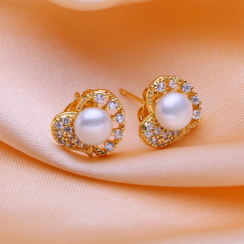seniko Brincos de Pérola de Água Doce Natural Para Mulheres Amigas Moda Cor Ouro Brincos de Coração Presente de Aniversário