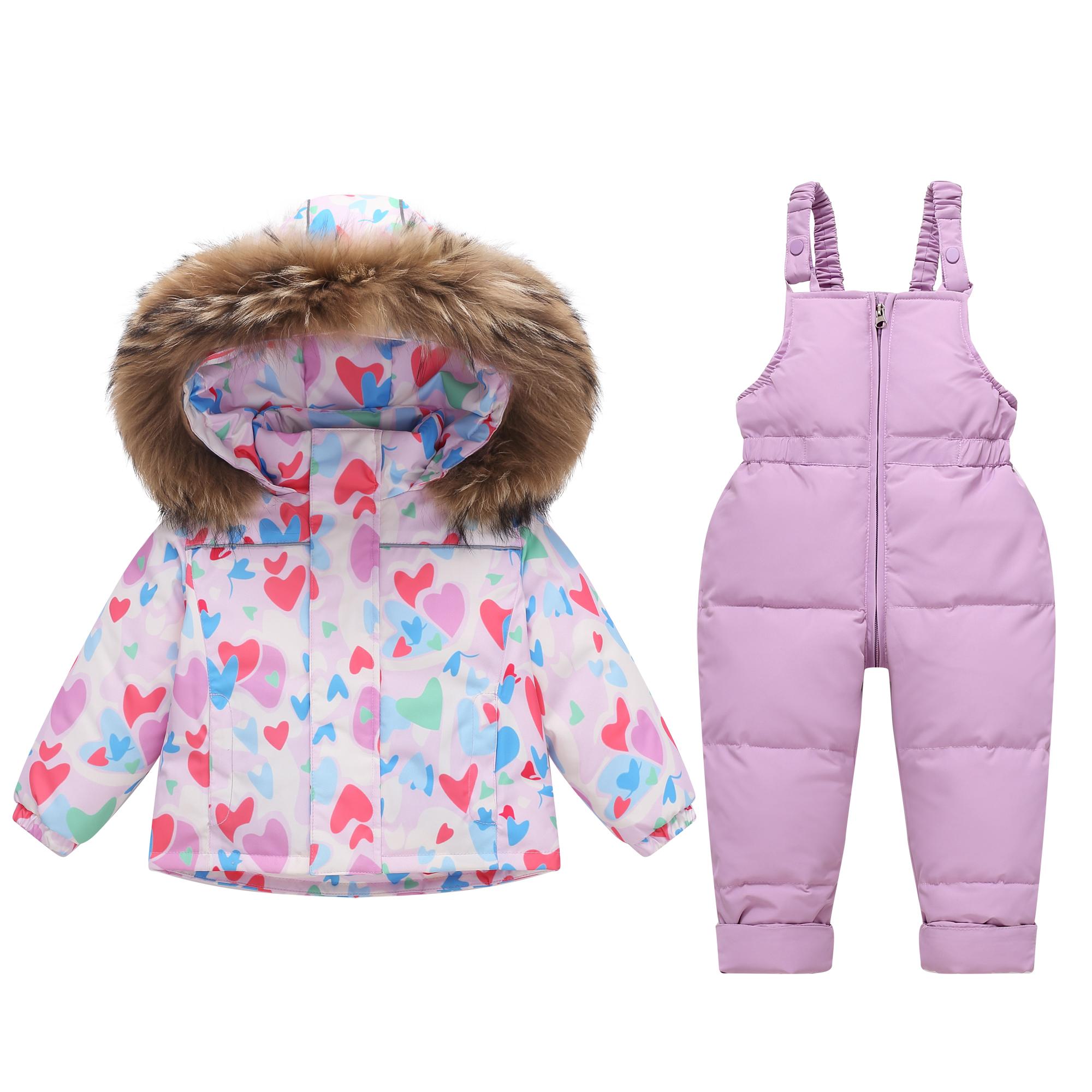 

Зимний пуховый комплект куртка и брюки для малышей мальчиков и девочек – 90% пух белой утки, ветрозащитная теплая верхняя одежда, 1–6 лет 100