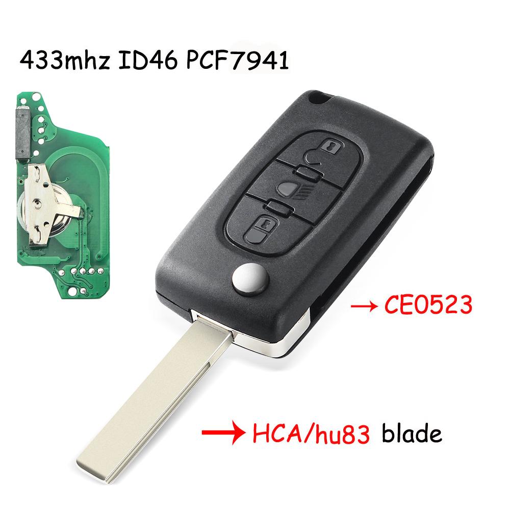KEYYOU With Battery Filp Remote Car Key 433MHz For Citroen C1 C2 C3 C4 C5 Berlingo Picasso For Peugeot 207 307 CE0536 CE0523