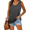 Women's Solid Color Henley Tank Top, Round Neck Button Front Sleeveless Loose Casual Summer Daily Wear T-shirt