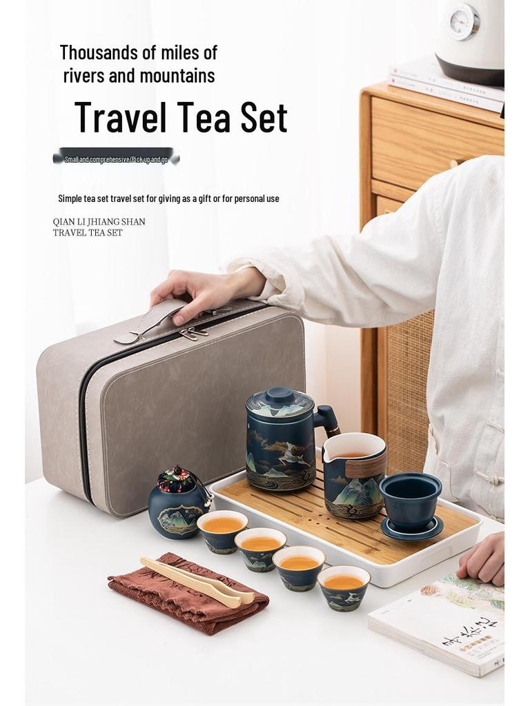 A Thousand Li of Rivers and Mountains Tea Set: Elegant Gift Box for Friends and Elders