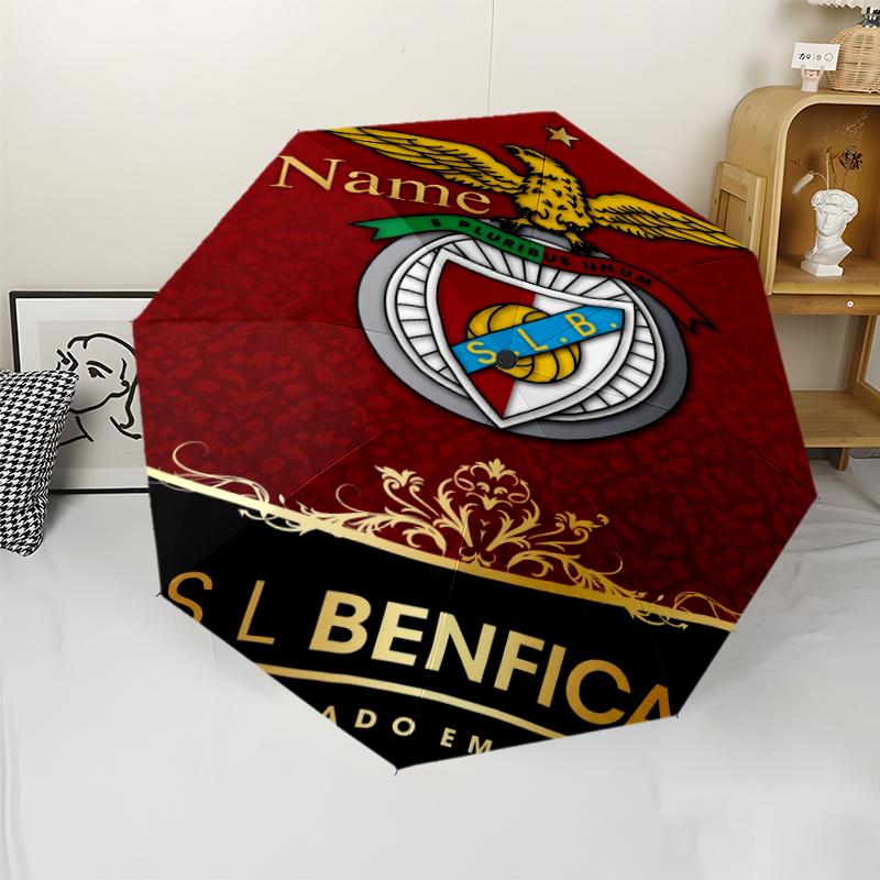 Custom Name Benfica Theme Automatic Umbrella, Lightweight & Portable, 8 Rib, Perfect for Outdoor Travel, Birthdays, Christmas, Gifts.