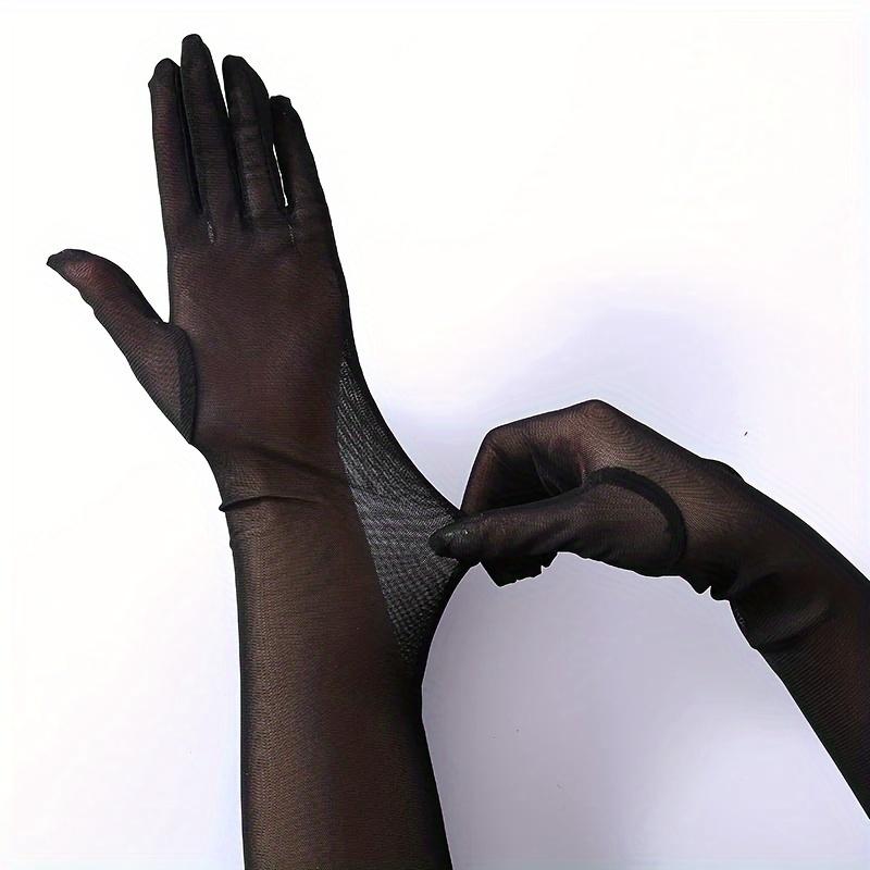 Women Thin Lace Gloves Breathable Mesh Anti-UV Summer Driving Gloves Etiquette Elegant Party Cosplay Elastic Long Lace Gloves