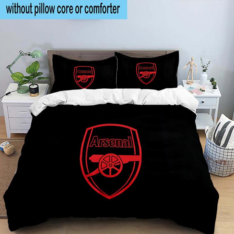 3PCS Arsenal Football Club Crest Printed Bedding Set, Includes A Duvet Cover and Two Pillowcases for Bedroom, Suitable for All Seasons