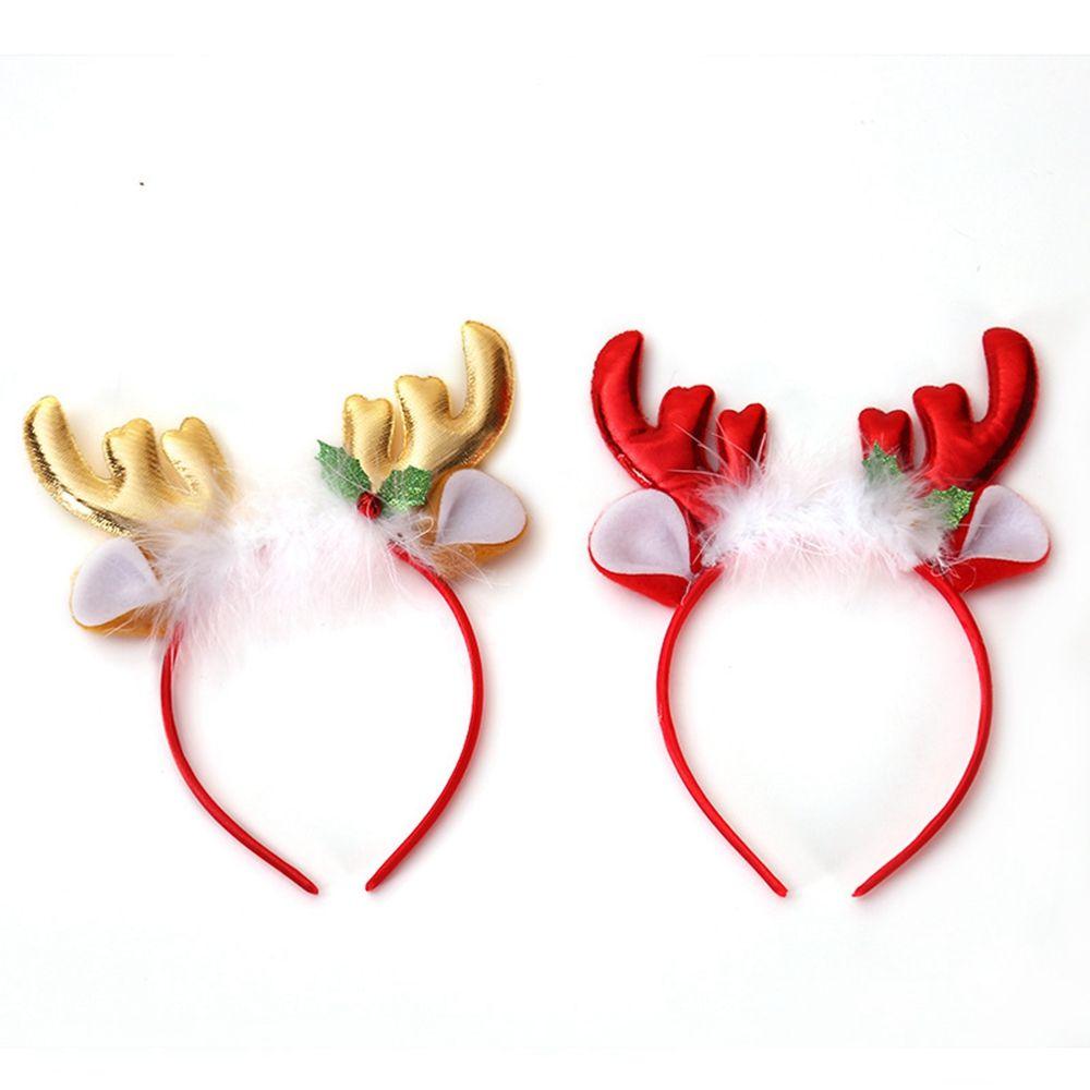 Dress Up Elk Bells Christmas Hair Band Antlers Headband Female Plush Hair Hoop Christmas Decoration