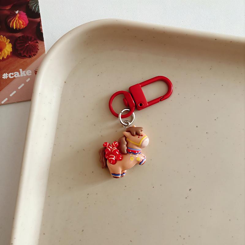 Roztomilý kreslený poník Klíčenka Kawaii Maskot Roku Koně Dekorace Kreativita Koňský Přívěsek Doplňky Dárek k Roku