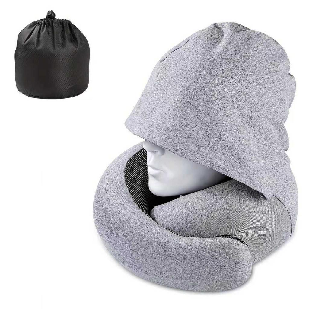 Travel U Shaped Neck Pillow Memory Foam Hooded 360 Degree Scarf Pillow Snail Pillow