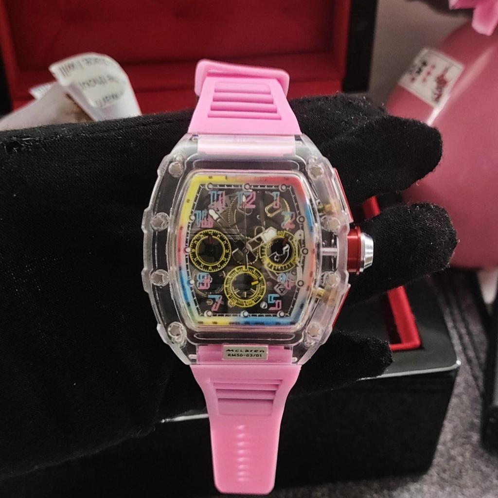 Colorful Transparent Multifunctional Chronograph Quartz Watch with Calendar and Tourbillon for Men and Women