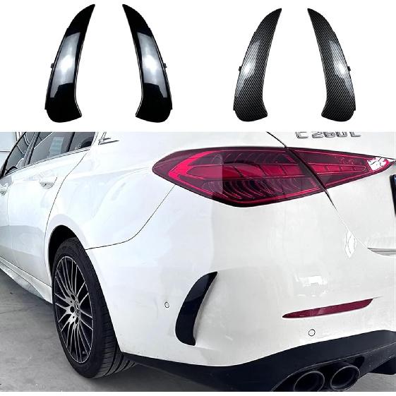 Car Rear Bumper Splitter Side Spoiler Air Vent Wind Knife Body Kits Compatible with Benz C-Class W206 C260 C43 C63 AMG 2022 2023(Glossy Black)