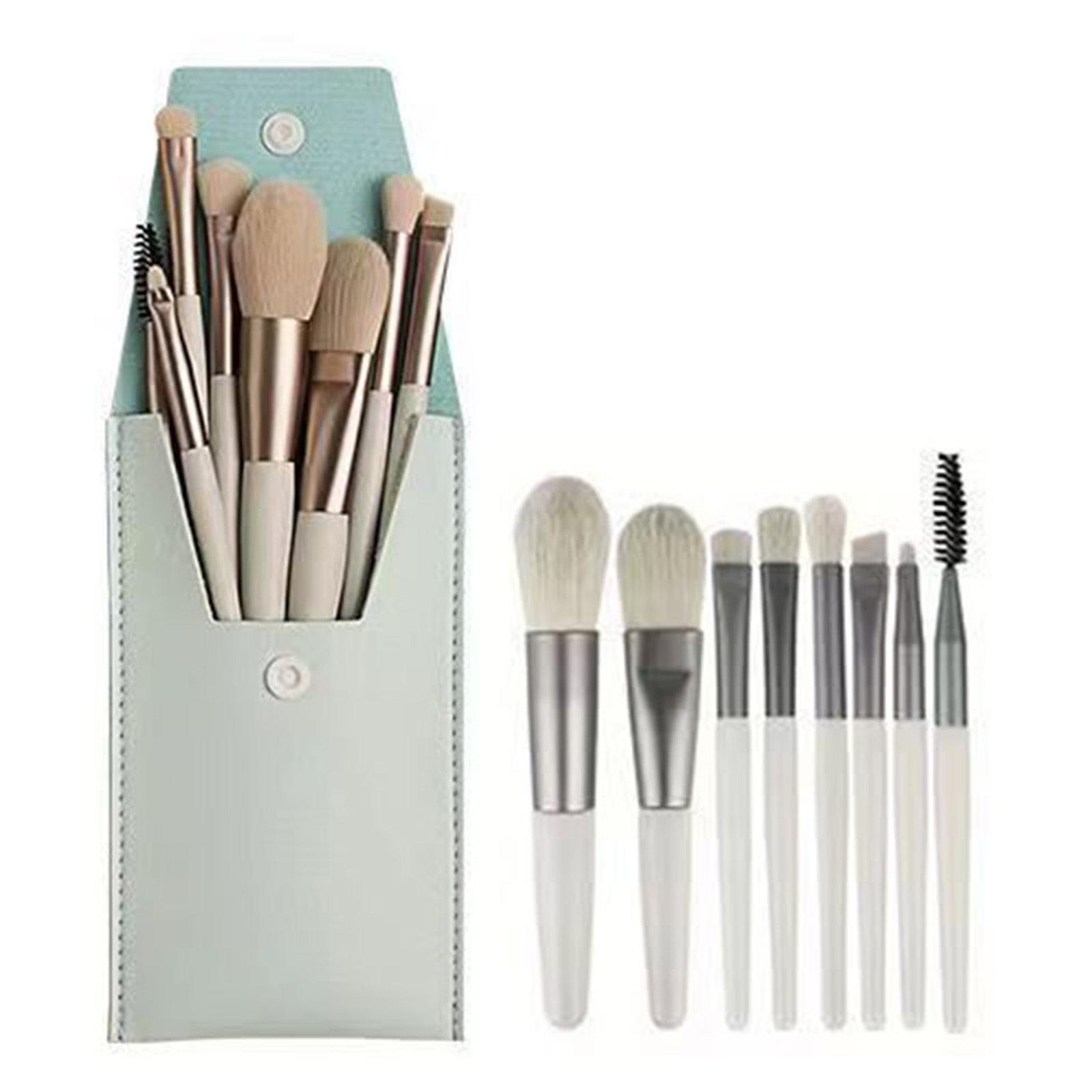 

Mini Size Makeup Brush Collection - 8 Piece Soft Synthetic Hair Brush Set with Carrying Case, Perfect Blush and Face Brushes for Makeup Newbies One Size