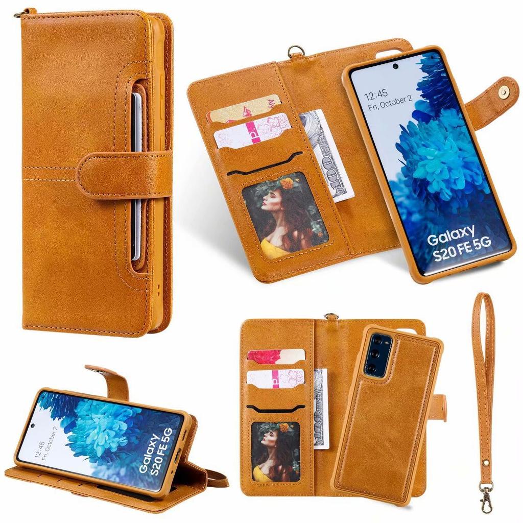 Suitable for Samsung S24 mobile phone leather case S23FE retro two-in-one solid color split magnetic wallet protective case