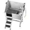 96.5 Cm Dog Grooming Bath Tub Stainless Steel W Stairs Faucet Left Door