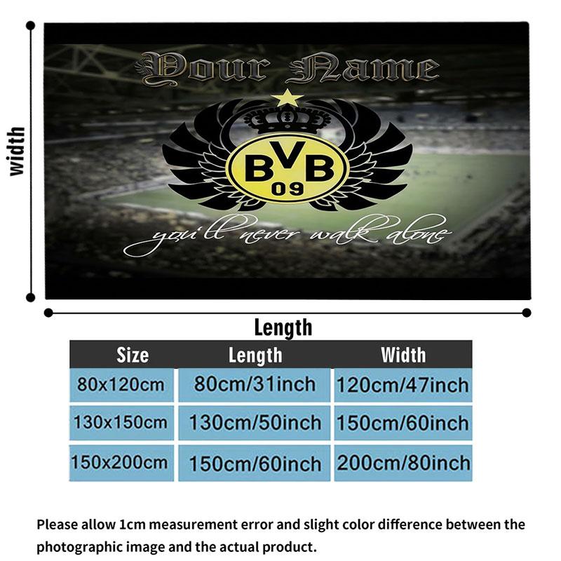 1PC Borussia Custom Name Patterned Flannel Blanket Suitable For All Seasons for Home Decor Warmth and Comfort Gifts Holiday Present