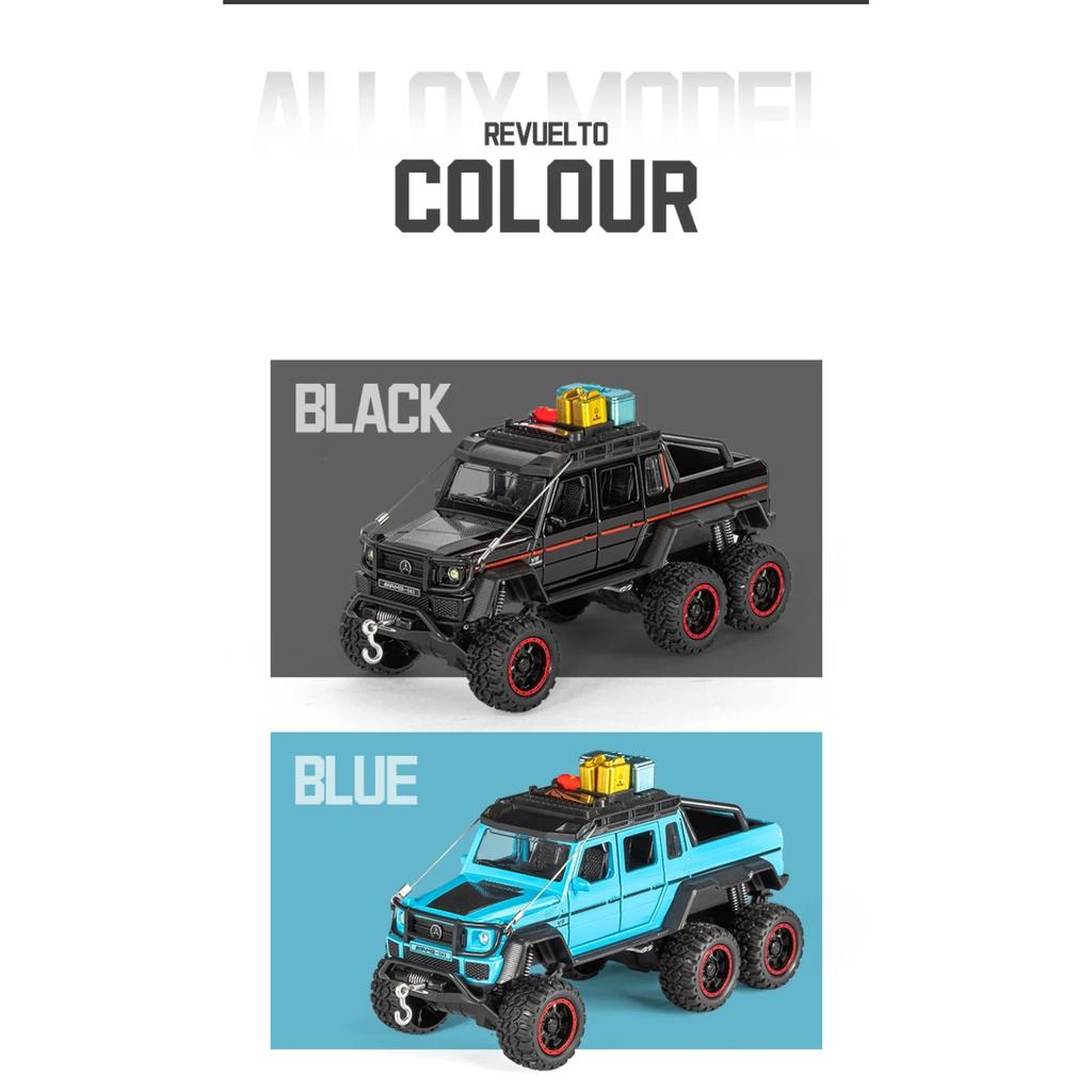 Travel Version 1/24 Benz G63 6*6 Tyre Alloy Pickup Car Model Diecasts Metal Off-Road Vehicles Car Model Sound Light Kids Toy Gift