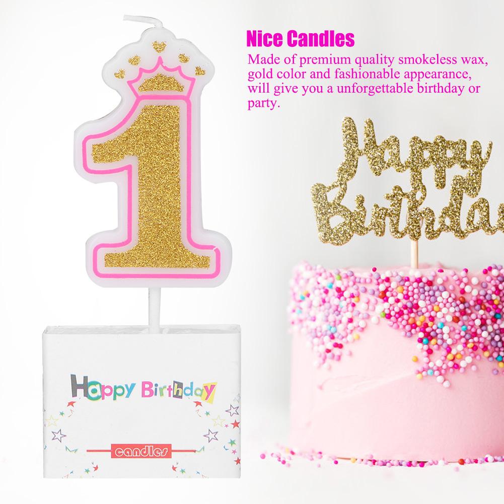 Neue Mädchen Kinder Geburtstagskerze Party Krone Rauchfrei Kuchenkerzen Zahlen Alter 0 8