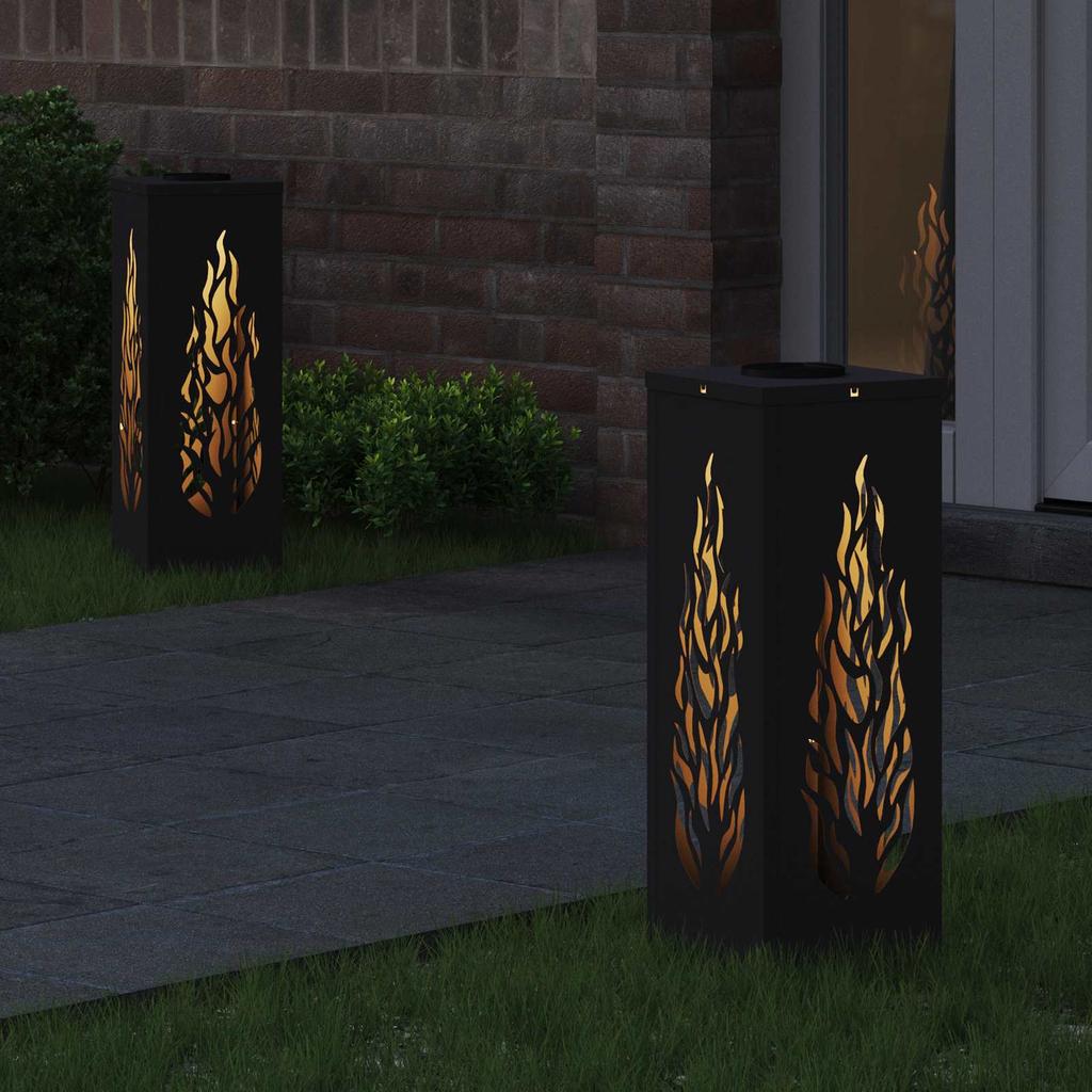 Solar LED Path Light 2 Pcs Black Cold Rolled Steel