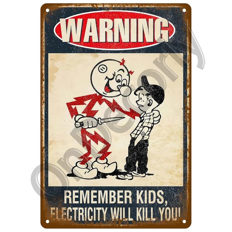 Bar Warning CCTV Tin Signs Vintage Metal Sign Poster Plate Wall Decor Art For Garage Cafe Plaque Notice 24 Hour Security Camera