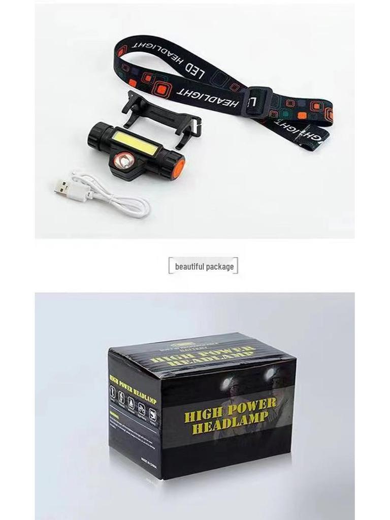 USB Rechargeable LED Headlamp with Far and Near Beam for Outdoor Activities