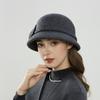 Hat Lady Autumn and Winter Wool Bucket Hat Elegant Bow Decorative Felt Hat Warm New Basin Hat