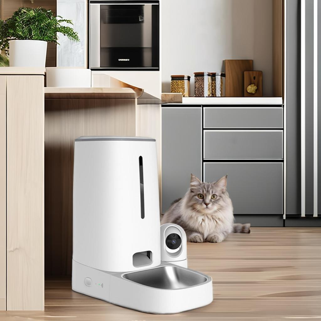 Smart Pet Feeder with HD Camera WiFi Mobile App Control and Voice Function 4L Capacity