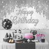 Happy Birthday Banner Silver Birthday Decorations for Women - Large Happy Birthday Backdrop Photography Background Banner Sign, Birthday Party Decor