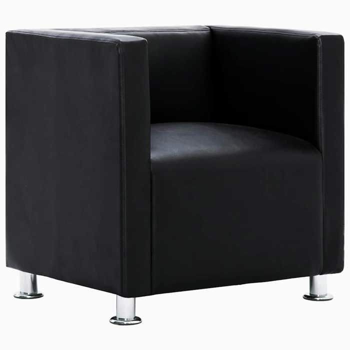 VidaXL Fauteuil cube Noir Similicuir