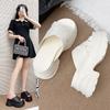New Thick Heel Cool Slippers Women's Summer 2025 New Muffin Thick Bottom Hollowed Fish Mouth Slippers Fashion Flip