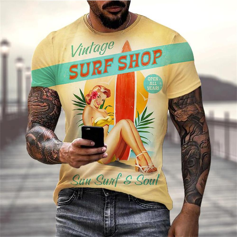 Vintage Motorcykel T-shirt För Män 3D Racing Girl Kortärmad Toppar Street Herr Biker T-shirt Oversized T-shirt Kläder