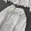 Nouveau 2026 Ensemble Jupe Femmes Tricot Plage Manches Courtes Dentelle Creux Sexy Col Rond Creux Style Été Hauts T-shirts Ample Basique