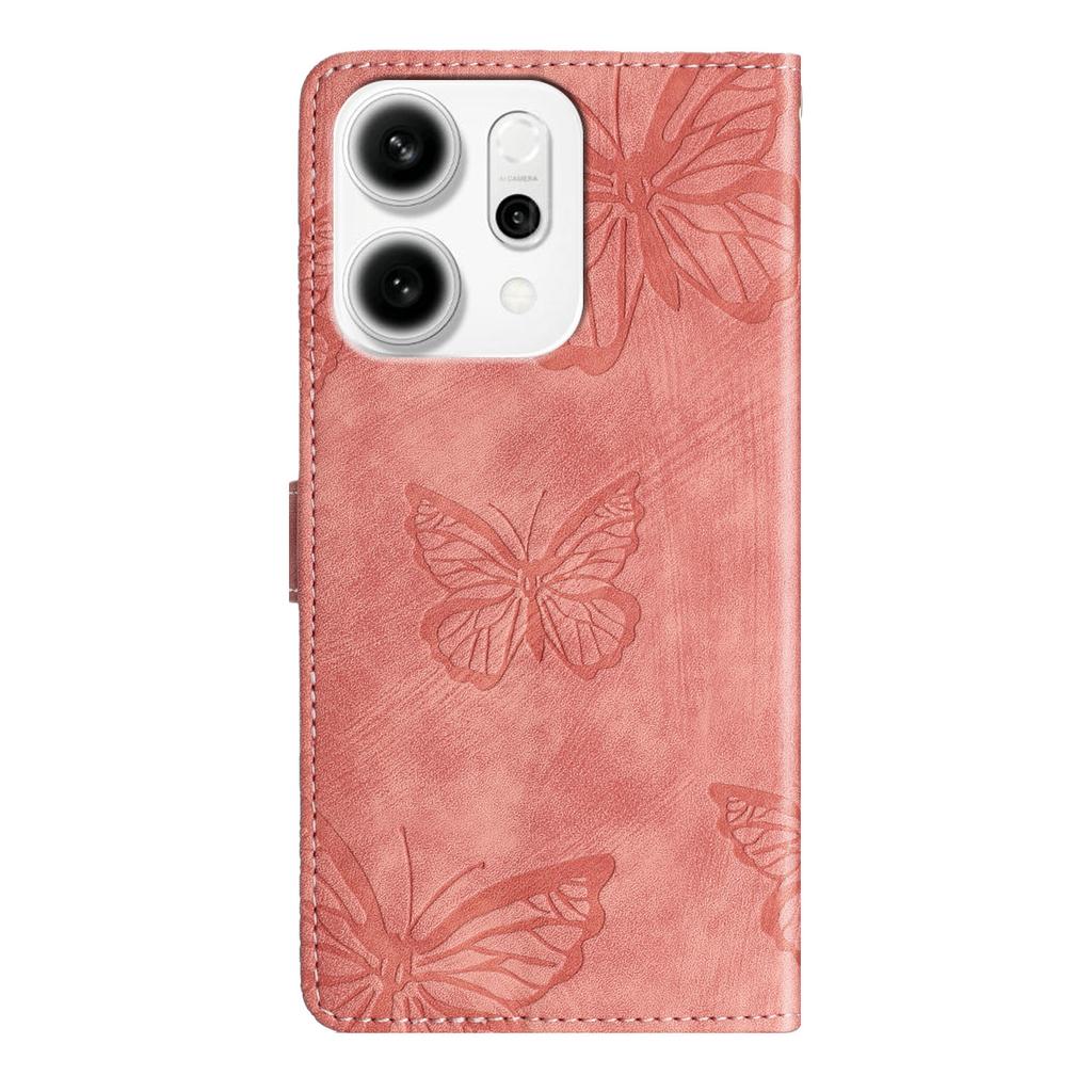 For Oppo Reno14 5G (Global) Case Butterfly Design Flip Wallet Leather Phone Cover Skin-Touch