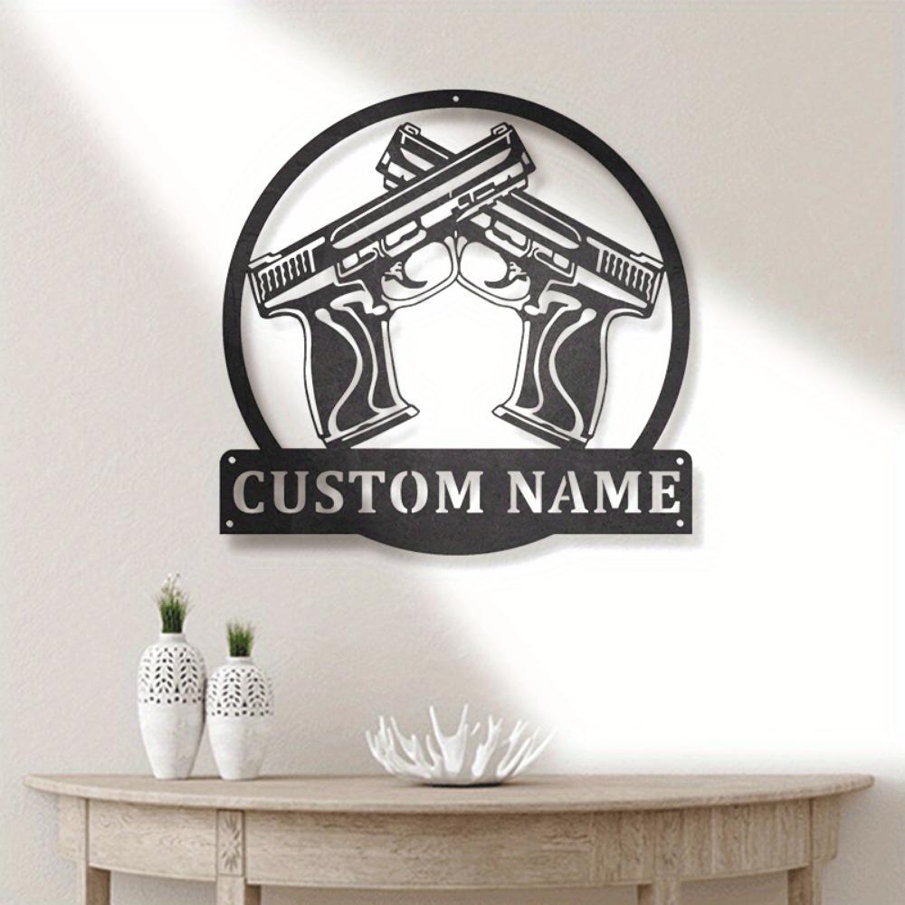 Custom 45 Caliber Pistol Metal Wall Art, Personalized Gun Decor, Modern Hanging Accent.