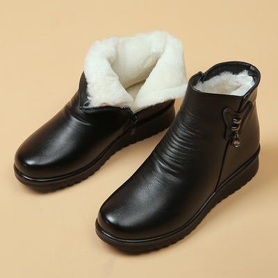 Mode 2025 Winter Damen Stiefeletten Plüsch Warm Schneestiefel Mode Lässige Lederstiefel für Damen Winter Warme Baumwollschuhe Botas Mujer
