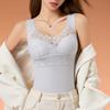 Women's Thermal Tank Tops with Built In Bra Lace Padded Sleeveless Camisole Undershirt Soft Warm Base Layer Vest
