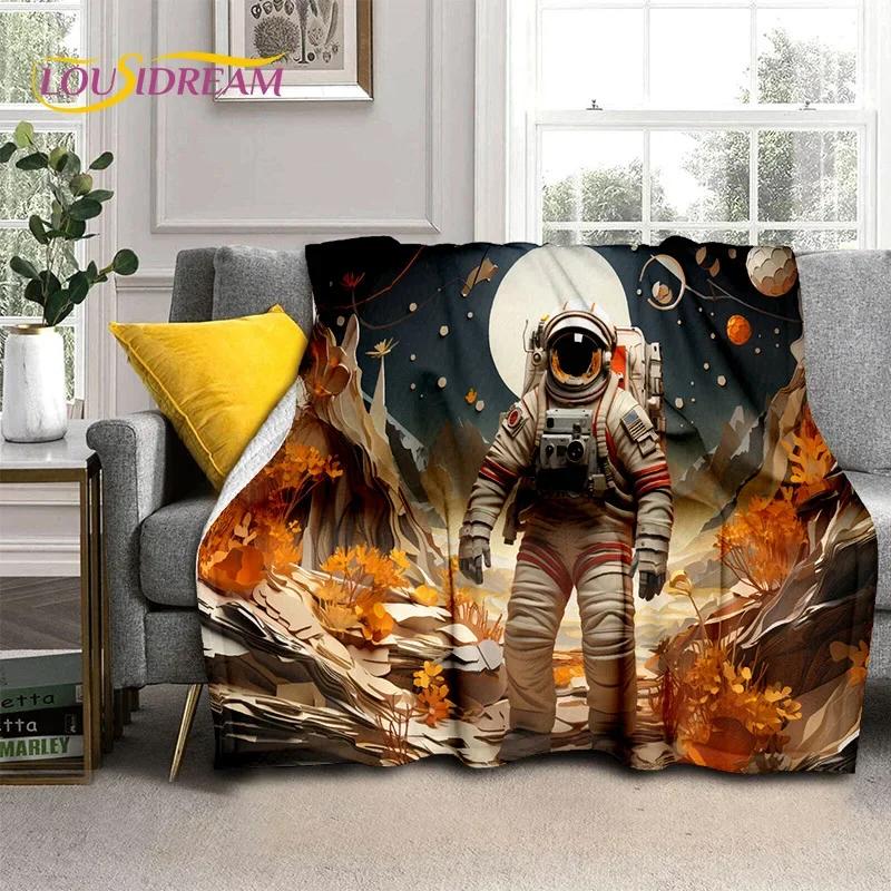Astronaut Universe Spaceman Outer Space Cartoon Soft Flannel Blanket for Beds Bedroom Sofa Picnic,Throw Blanket Outdoors Leisure