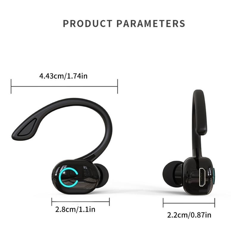 Wireless Earbuds with Earhooks Bluetooth-compatible Single Earphone Business Headphone Over Ear Buds Long Battery Life