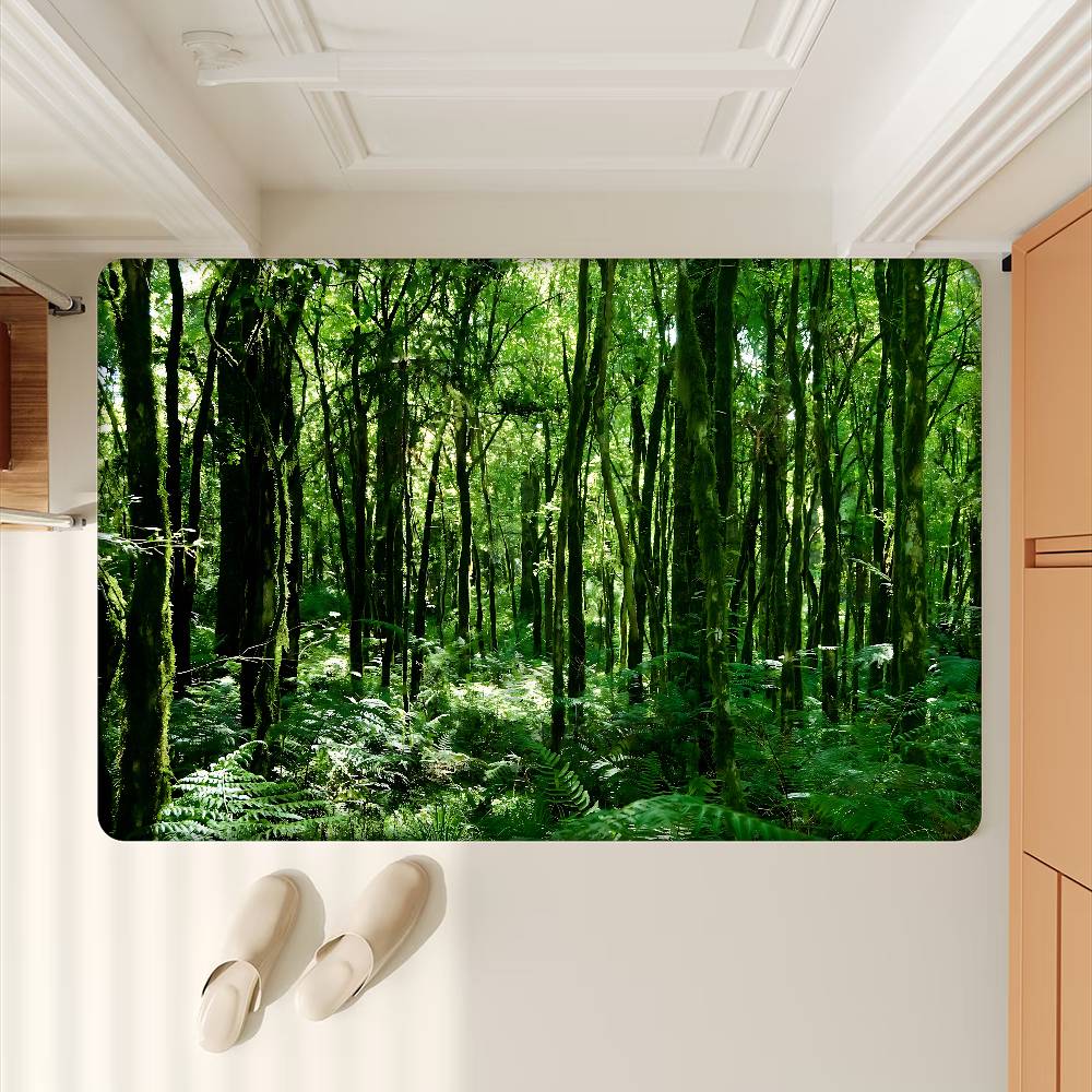 Rainforest Landscape Door Mat Anti-slip Absorb Water Long Strip Cushion Bedroon Mat Bedside Mats